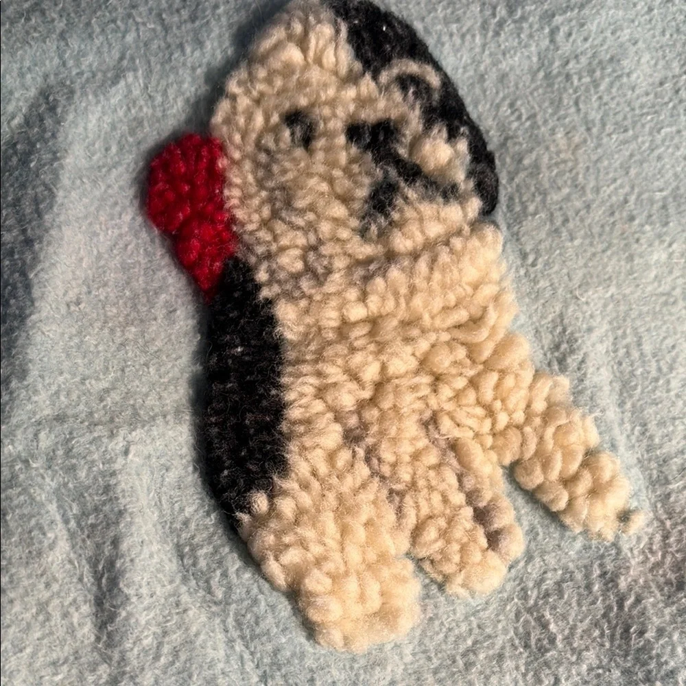 Vintage child’s Blanket with Embroidered Puppy Design‎ 25 x 33 box V